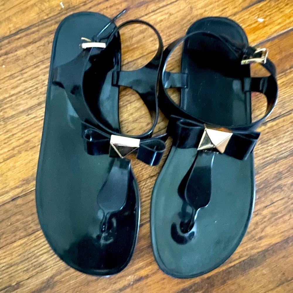 Michael Kors black jelly sandals.  Super comfy, with bow! Cute with sundress.